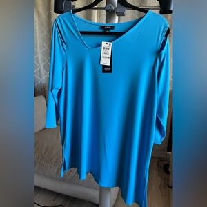 Alfani Tunic asymmetrical blue three-quarter length sleeve with cut outs